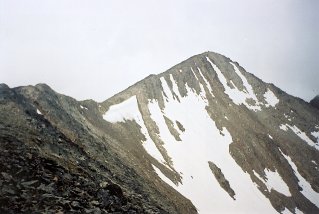 Looking at the ridge leading to a peak, Frosty Mountain 2001-07.